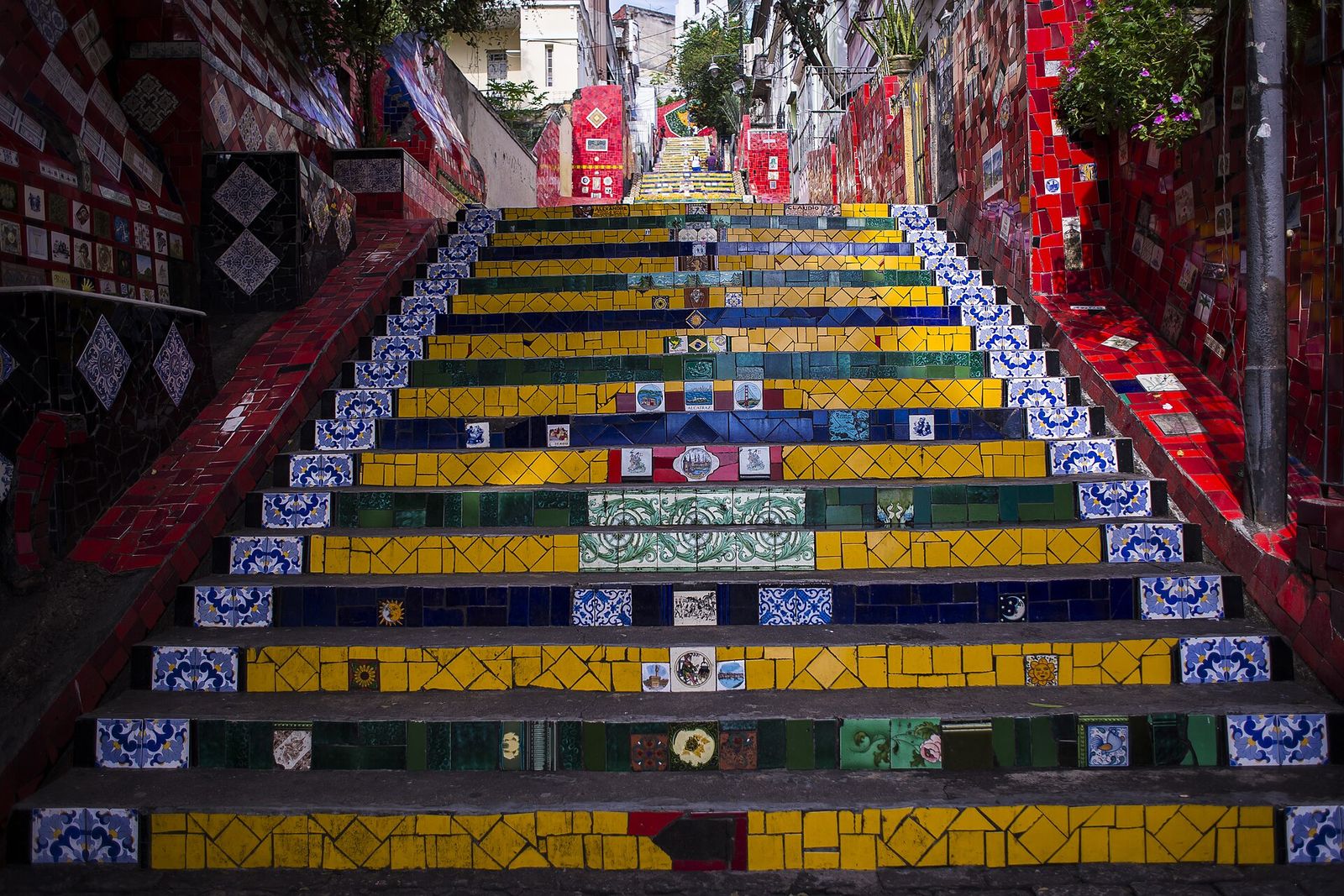The tiled Selaron Steps in the Lapa district of Rio de Janeiro