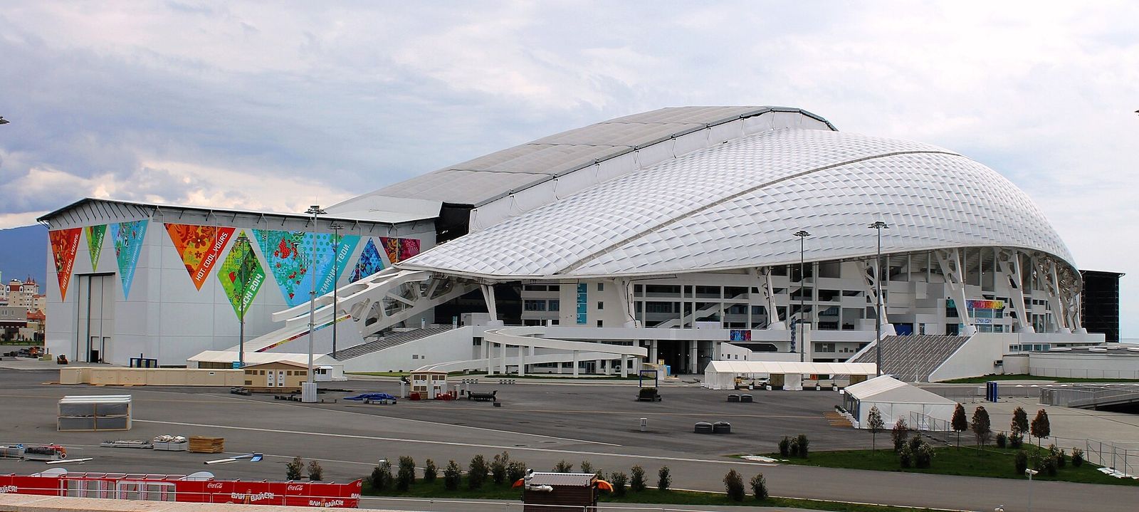 A crowd inside an Olympic stadium