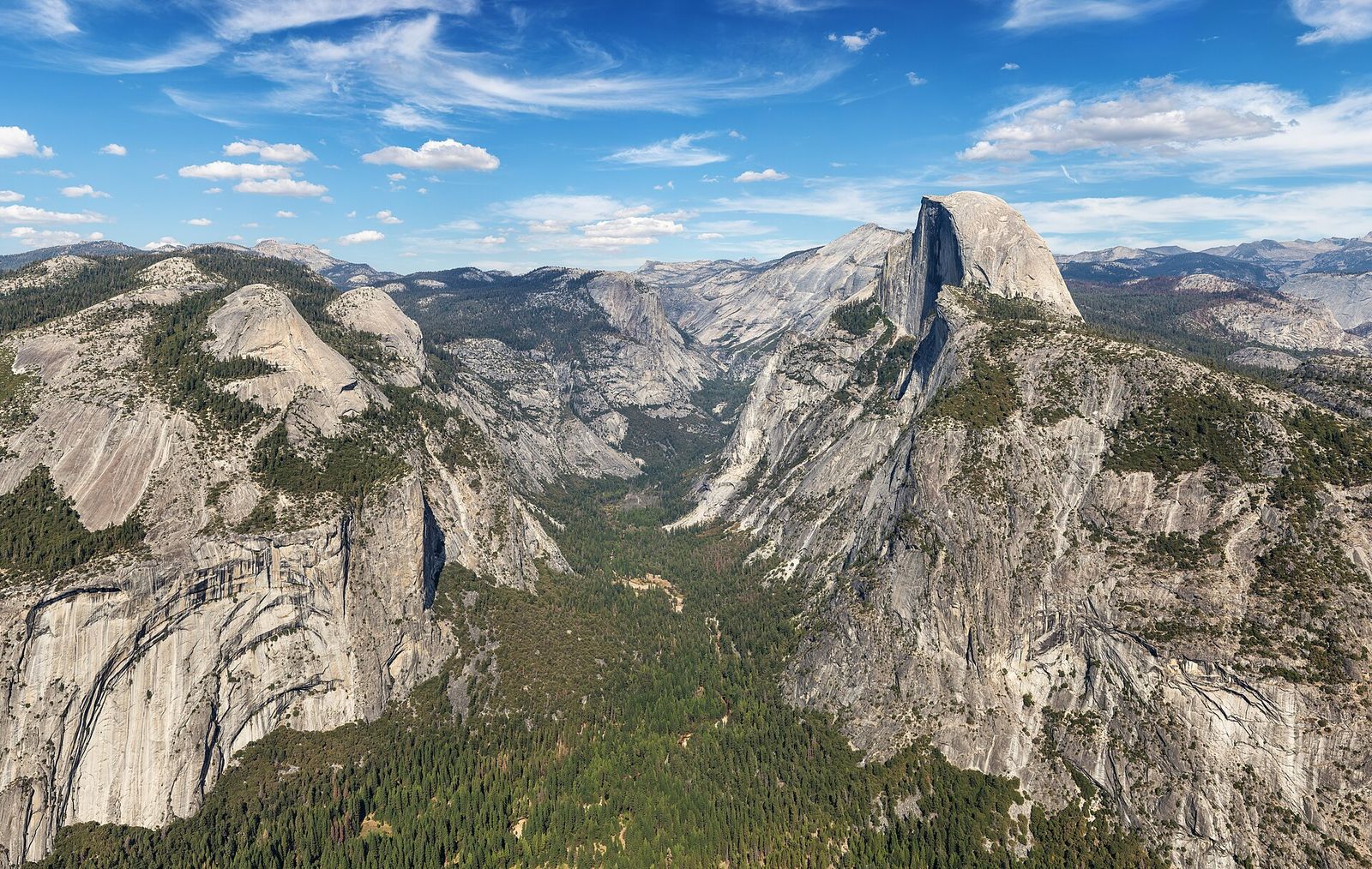 Granite cliffs above Yosemite Valley in California