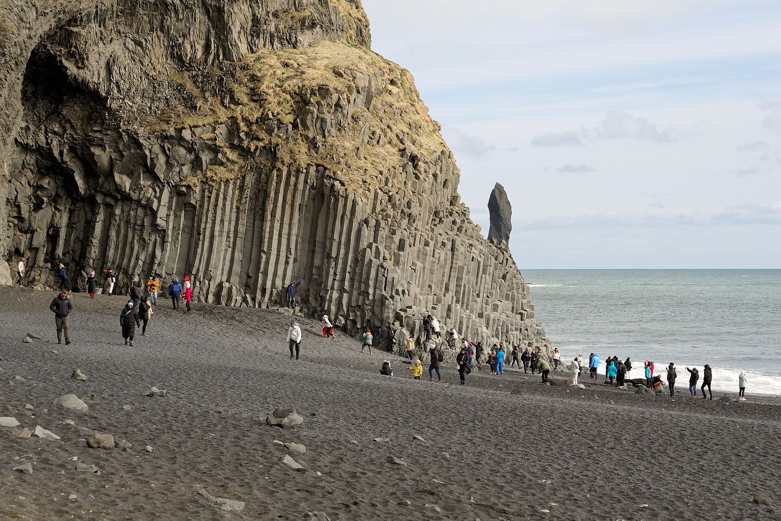 Basalt sea stacks at Reynisfjara black sand beach