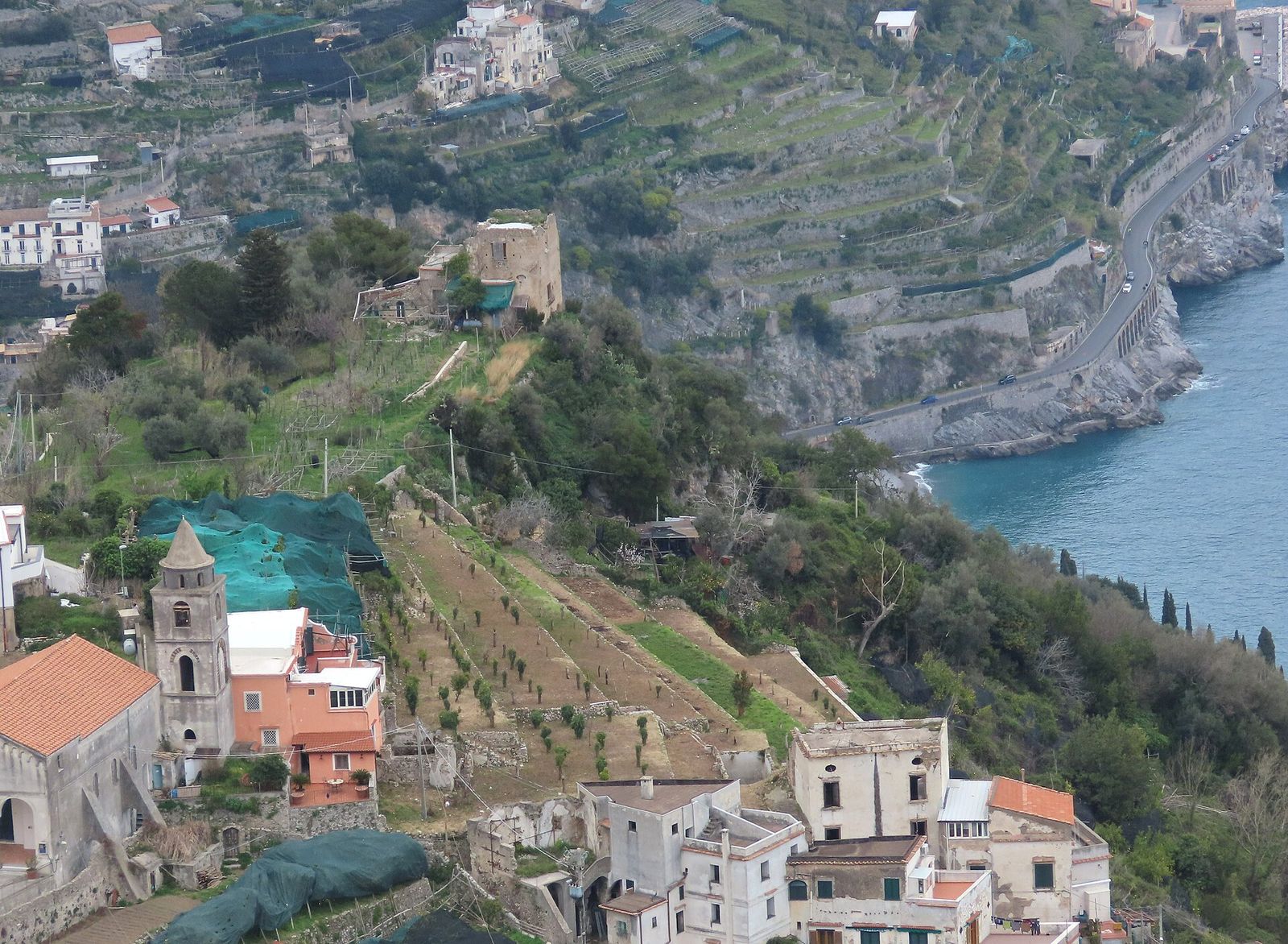 The coastal road along the Amalfi Coast in Italy