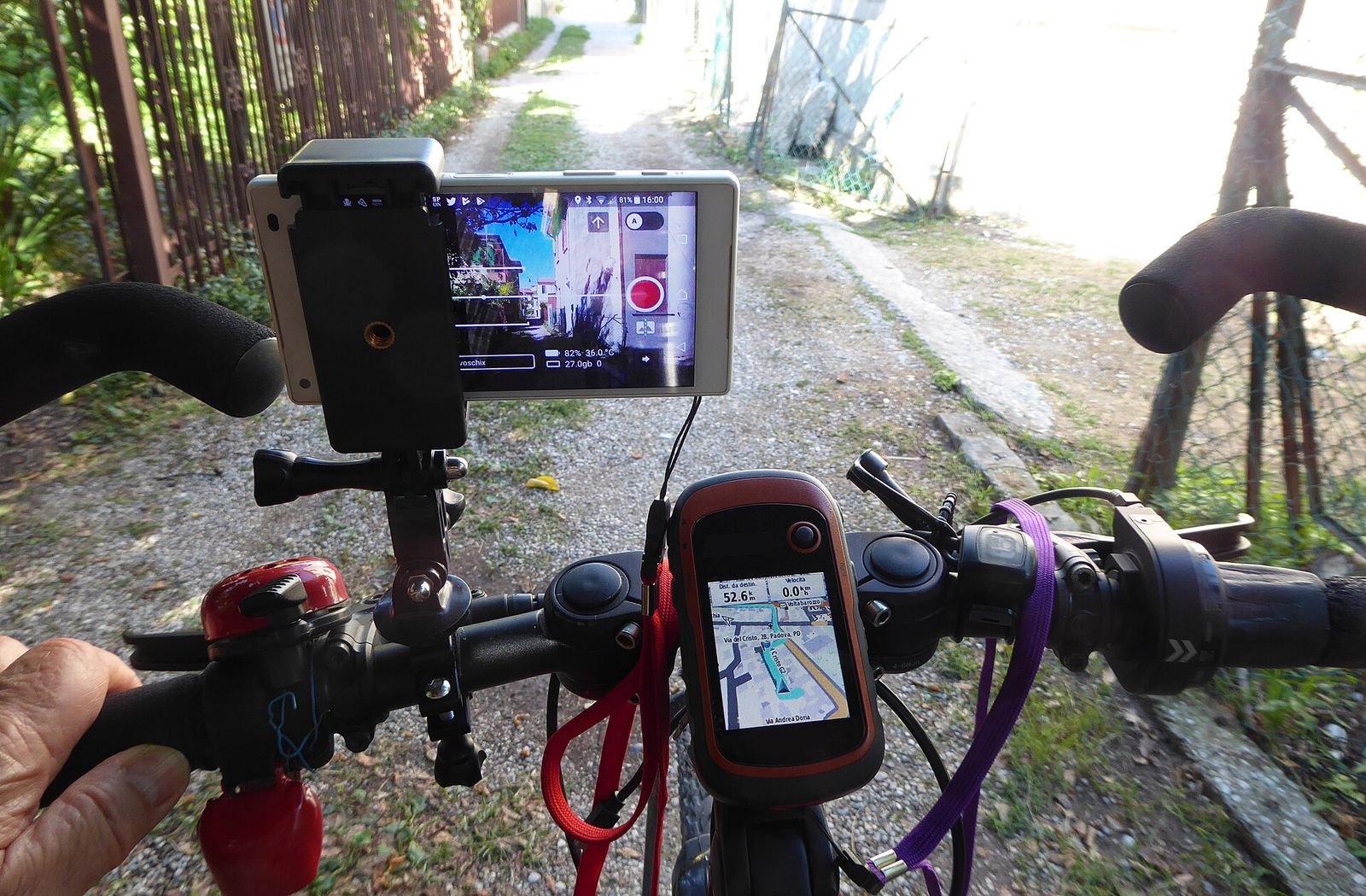A smartphone used for navigation on a city street