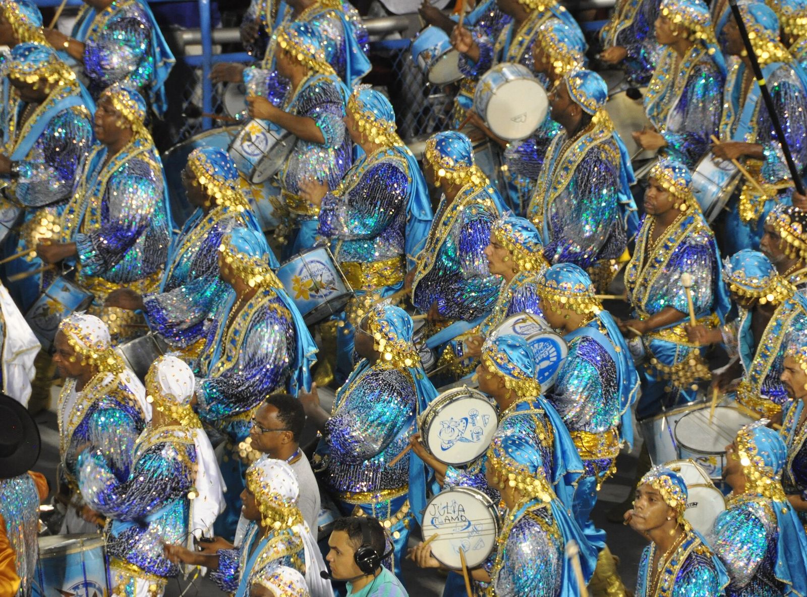 A samba school parade during Rio Carnival